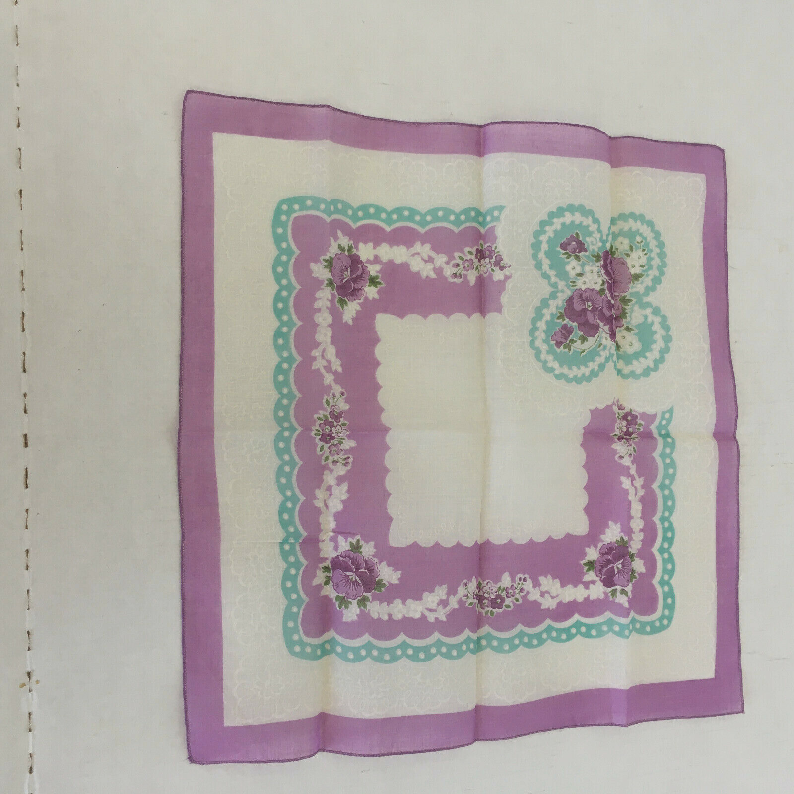 Vintage ladies handkerchief lilac color flower patter… - Gem