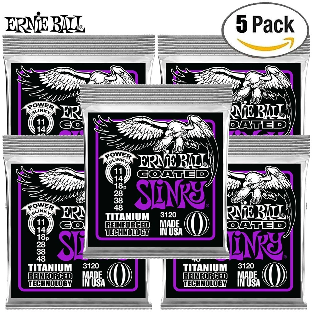 5-PACK Ernie Ball 3120 Skinny Top Hvy Bottom Coated Slinky Guitar