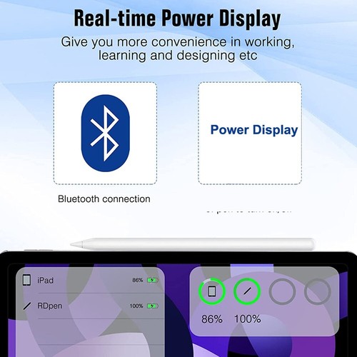 Stylet de charge sans fil pour iPad, Apple Pencil pour iPad Pro 12,9" 3ème/4ème/5 - Photo 6 sur 10