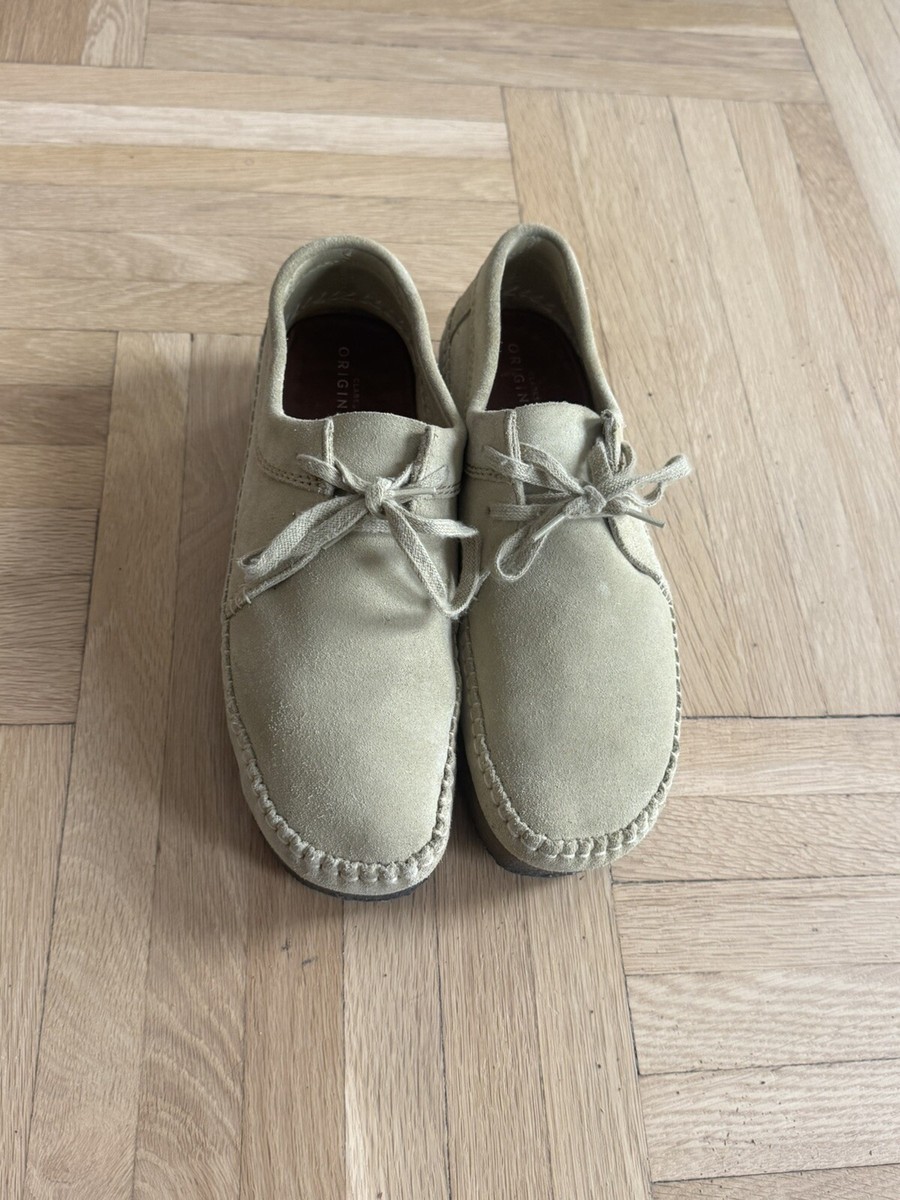 Clarks Weaver Embroidered Mens Beige Suede Oxfords Casual Shoes