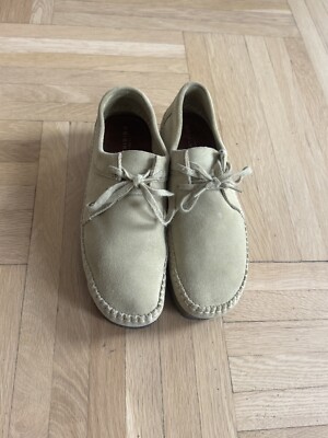 Clarks Weaver Embroidered Mens Beige Suede Oxfords Casual Shoes