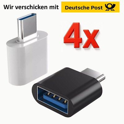 4 Stück USB-C 3.1 Type C OTG Adapter Stecker Anschluss auf USB 3.0 Buchse Typ A
