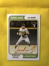 2023 Topps Heritage Real One RED Autograph Auto RC Jordan Diaz A's /74