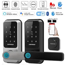 ZOMNUA WiFi Smart Lock with Handle, Fingerprint Keyless Entry Digital Keypad APP
