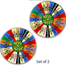 Set of 2 Wheel Of Fortune #2 Game Slipmat Turntable 12" Scratch Pad Slip Mat x2