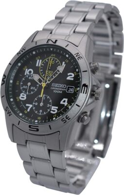 SEIKO Men's Watch SND377P1 Chronograph Green Dial Stailess Steel