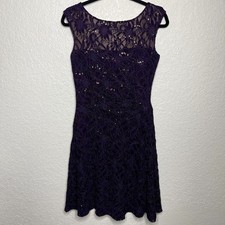 RALPH Lauren Purple Lace Overlay Sequin Dress Size 6 Mother of The Bride Groom