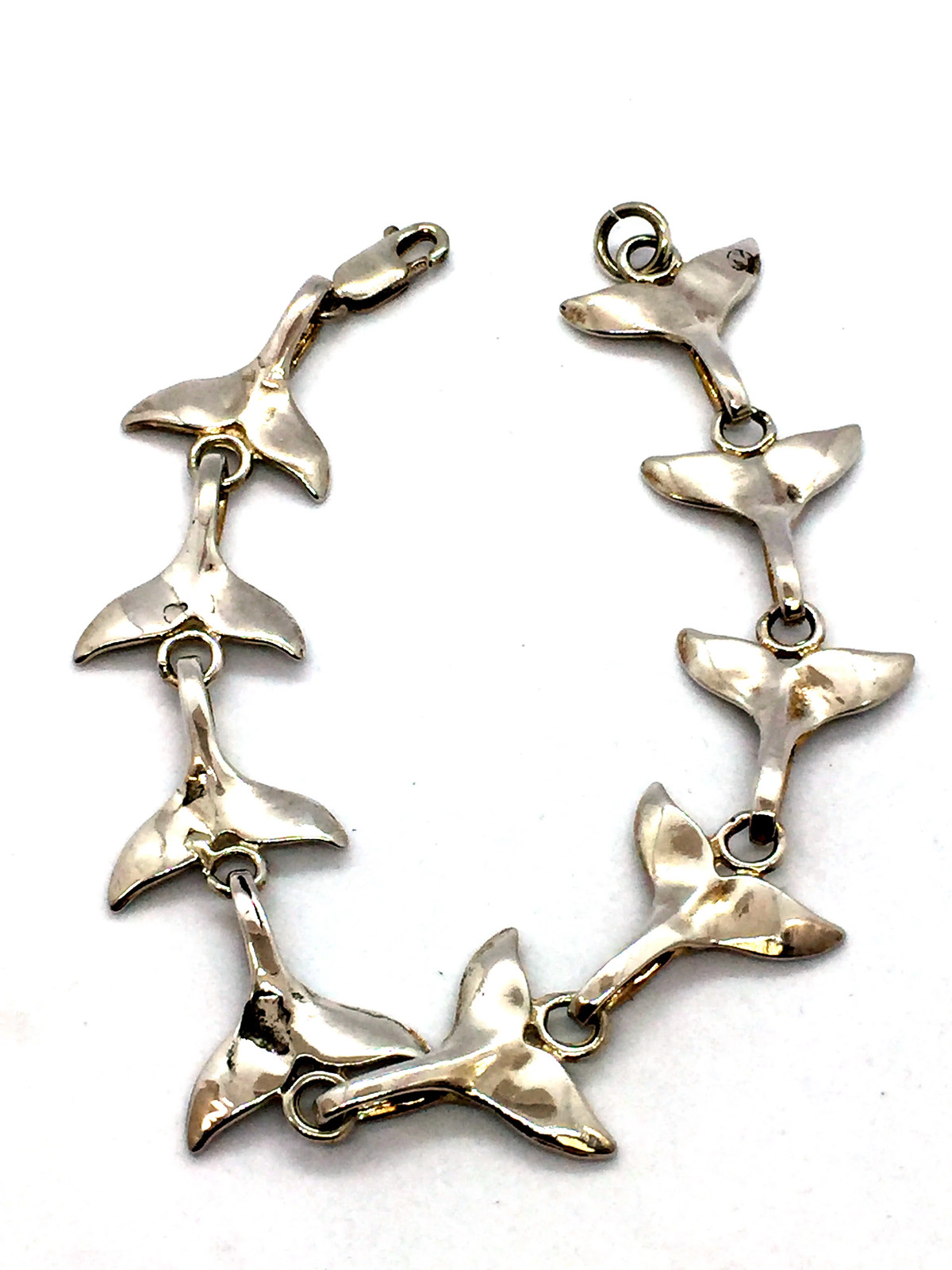 Solid 925 Sterling Silver Dolphin Tail Bracelet - image 1
