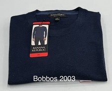 Banana Republic Men  s Merino Wool Crew Neck Sweater, Blue, Size M