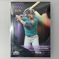 2026 Topps Chrome Black Eugenio Suarez #199 Purple Refractor /75 Mariners Reds