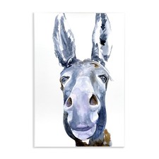 Donkey Portrait Watercolor, 10 x 15 Inch Mounted Print on Wall Plaque Unframed