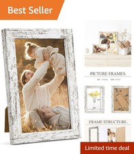 Versatile 4x6 Rustic Picture Frame with Shatterproof Acrylic - White  Stylish