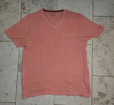 Colour & Sons Herren T-Shirt V-Ausschnitt Orange Vintage Faded Gr. XL