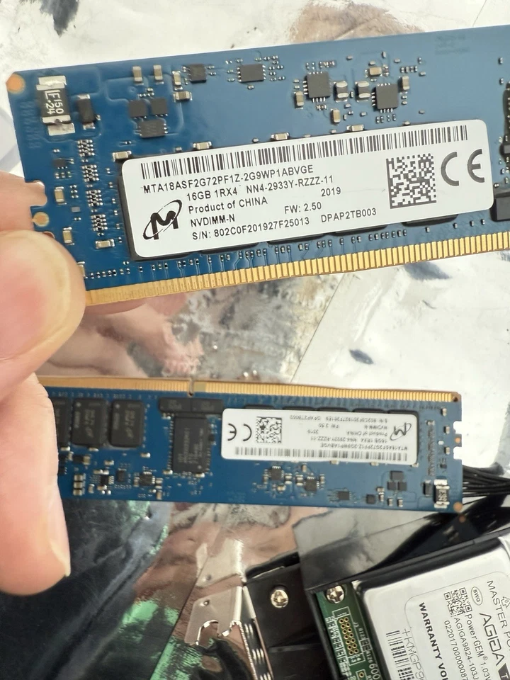 Micron 2X16GB 1RX4 NN4-2933Y-RZZZ-11 ECC NVRDIMM RAM +AGIGA9824-103JCB - Image 4 of 4