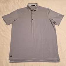 Greyson Polo Shirt Mens Large Gray Stripe Golf Stretch Performance Casual Preppy
