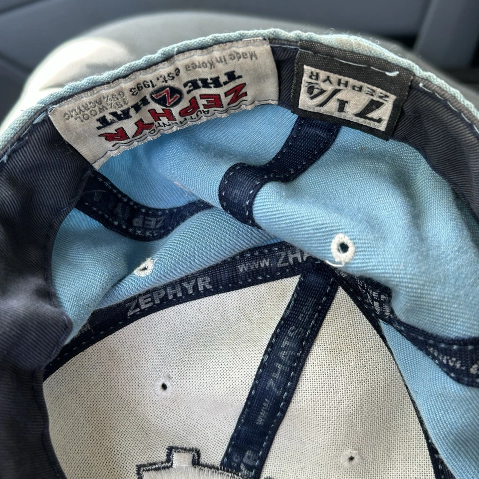 VTG North Carolina Tar Heels 90s Zephyr Wool Blend Blue Cap Hat Sz 7 1/4 - Image 2 of 4