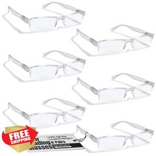 Boost Reading Glasses 6 Pair, Half Rim, Spring Hinges, Clear 3.00
