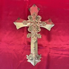 Christmas Cross Vintage 12  Silvestri Handcrafted Gold Tone Ornament NOS