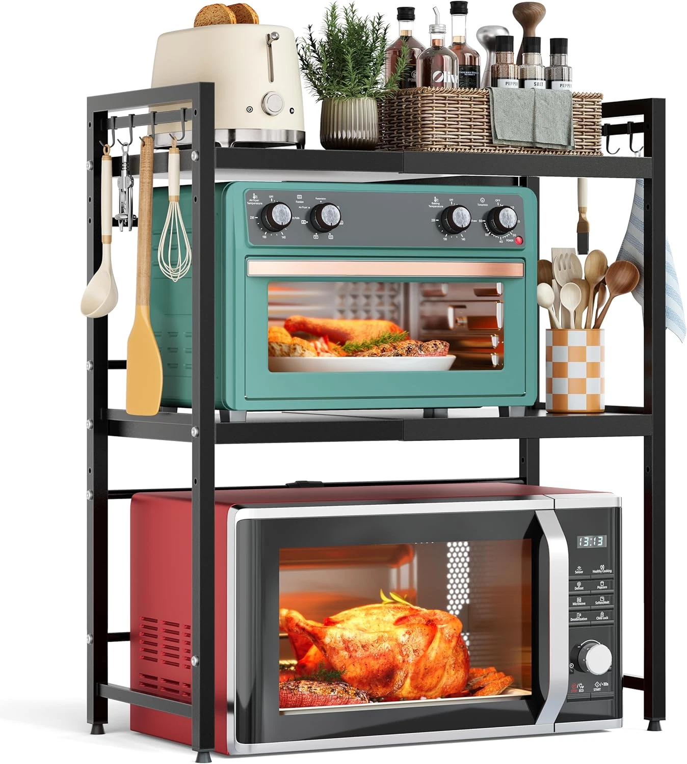 Expandable Microwave Stand, 3 Tier Metal Kitchen Countertop Organizer Shelves
Opens in a new window
