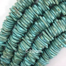 8-20mm graduated greenish blue turquoise irregular heishi disc beads 15" strand