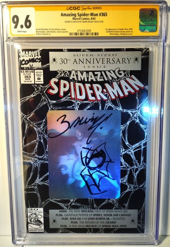 MARK BAGLEY SIGNED/SKETCHED AMAZING SPIDER-MAN 365-CGC 9.6-1ST SPIDER-MAN 2099!