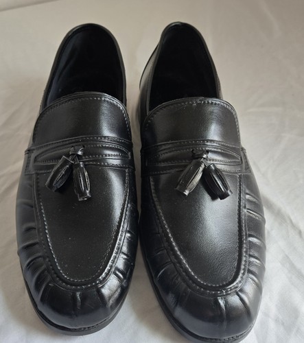 Vintage JB Men's Tassel Loafers Black Dress Shoes Slip On Wide 12W USA Style