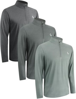 3Pack Quarter Zip Pullover Men 1/4 Zipper Sweatshirts Dry- Fit Long Sleeve Ru...