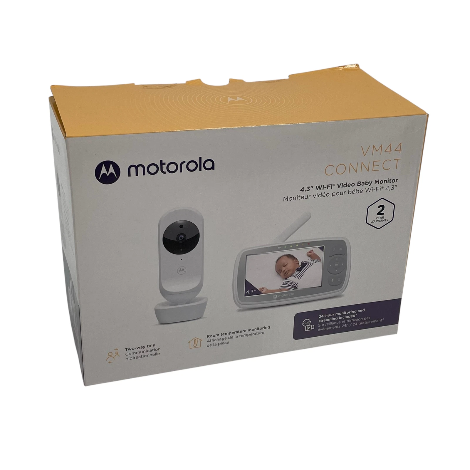 Video Baby Monitor Motorola Model VM44 Connect 4.3" Wi-Fi White #N0958 (TC)