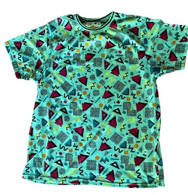 Oh Snap! 90s Style Geometric All Over Print Shirt Men's Large