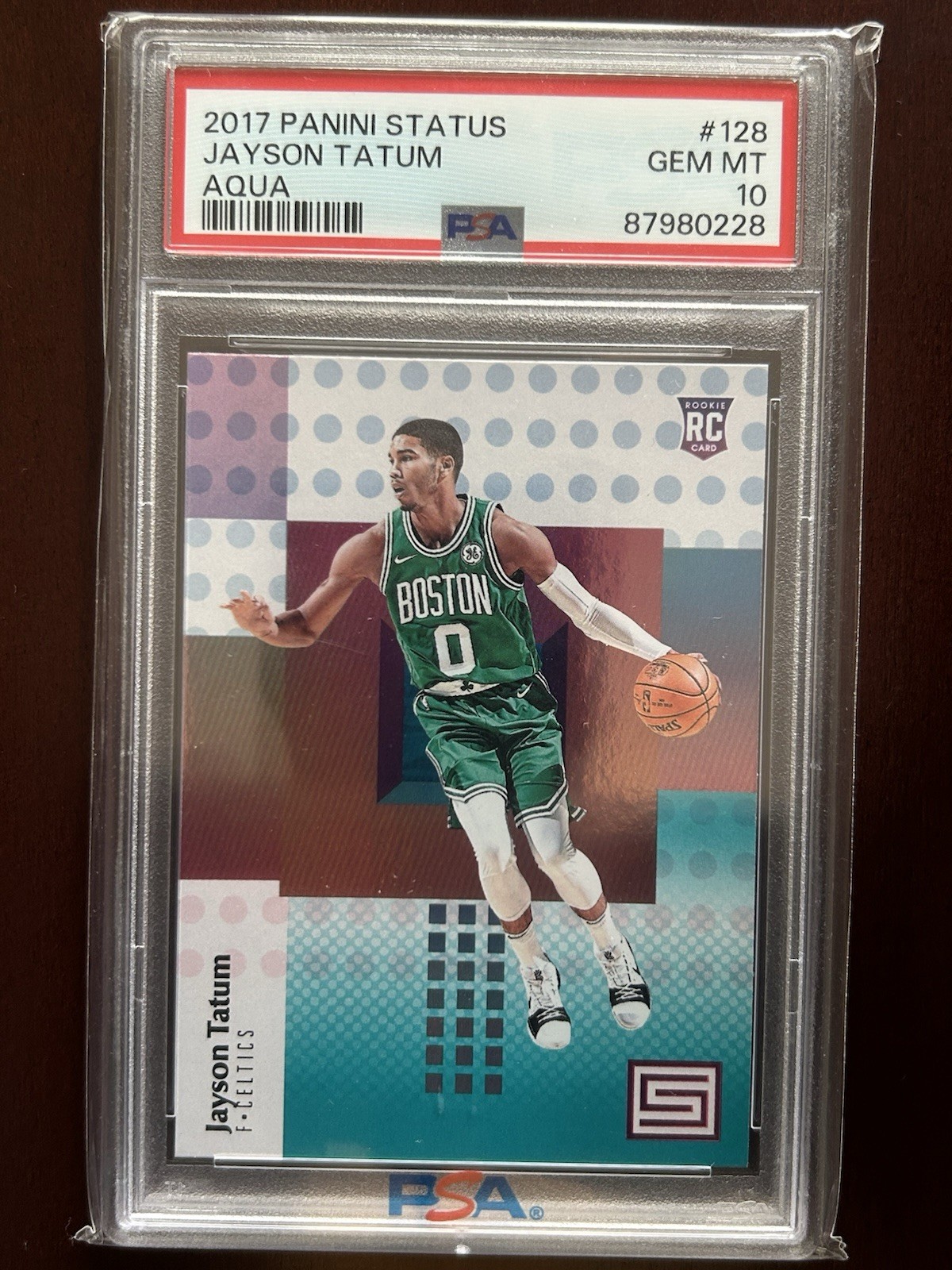 Jayson Tatum 2017 Status #128 Aqua (RC) PSA 10 Boston Celtics