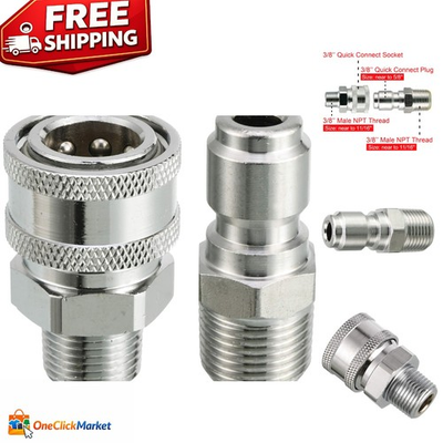 #ad Ultimate 3 8 Inch Quick Connect Pressure Washer Adapter Set 2 Brass Couplers $20.29