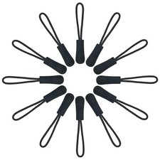 20pcs Zipper Pulls Pull Head Handle Replacement Tab Tags Cord Extension Black