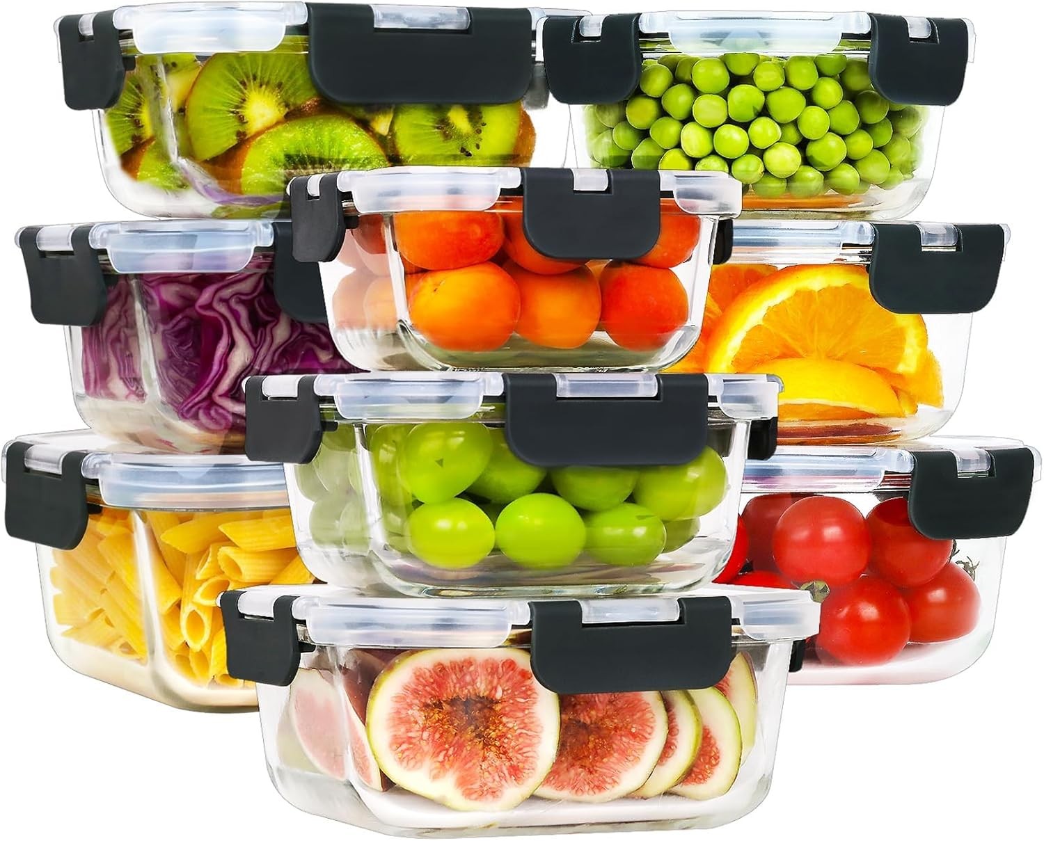 18 Piece Glass Food Storage Containers with Lids, Glass Meal Prep Containers