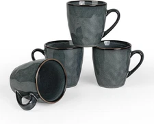 Famiware Coffee Mugs Set of 4, Ocean round 11.5Oz Coffee Cup Set with Handle for