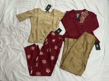 Girls XS 2 Sets Indian Kurta Style Set Brand New Maroon  Gold