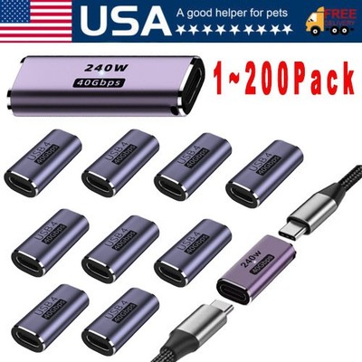USB 4 Type C Female to Female Adapter Coupler 240W 40Gbps 8K for Thunderbolt Lot