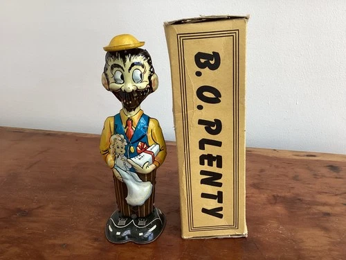 Vintage Marx B. O. Plenty wind-up tin toy with original box (NICE!) 1935