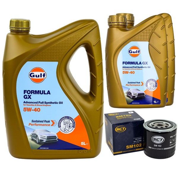 MotoröL Set Gulf Formula GX 5W-40 7 Liter + ÖLfilter FüR Nissan Almera II-image