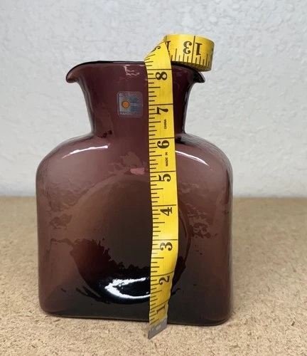 Blenko Art Glass 384 Amethyst Double Spout Water Bottle Carafe Pitcher 8"