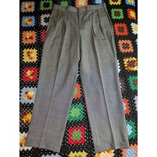 Vintage Lands End Wool Dress Pants Gray 35x30 Regular Fit Business Careers NWT