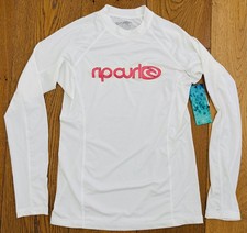 RIP CURL Women's XL White Pink UV Rashguard Long Sleeve Swim SURF TEAM New
