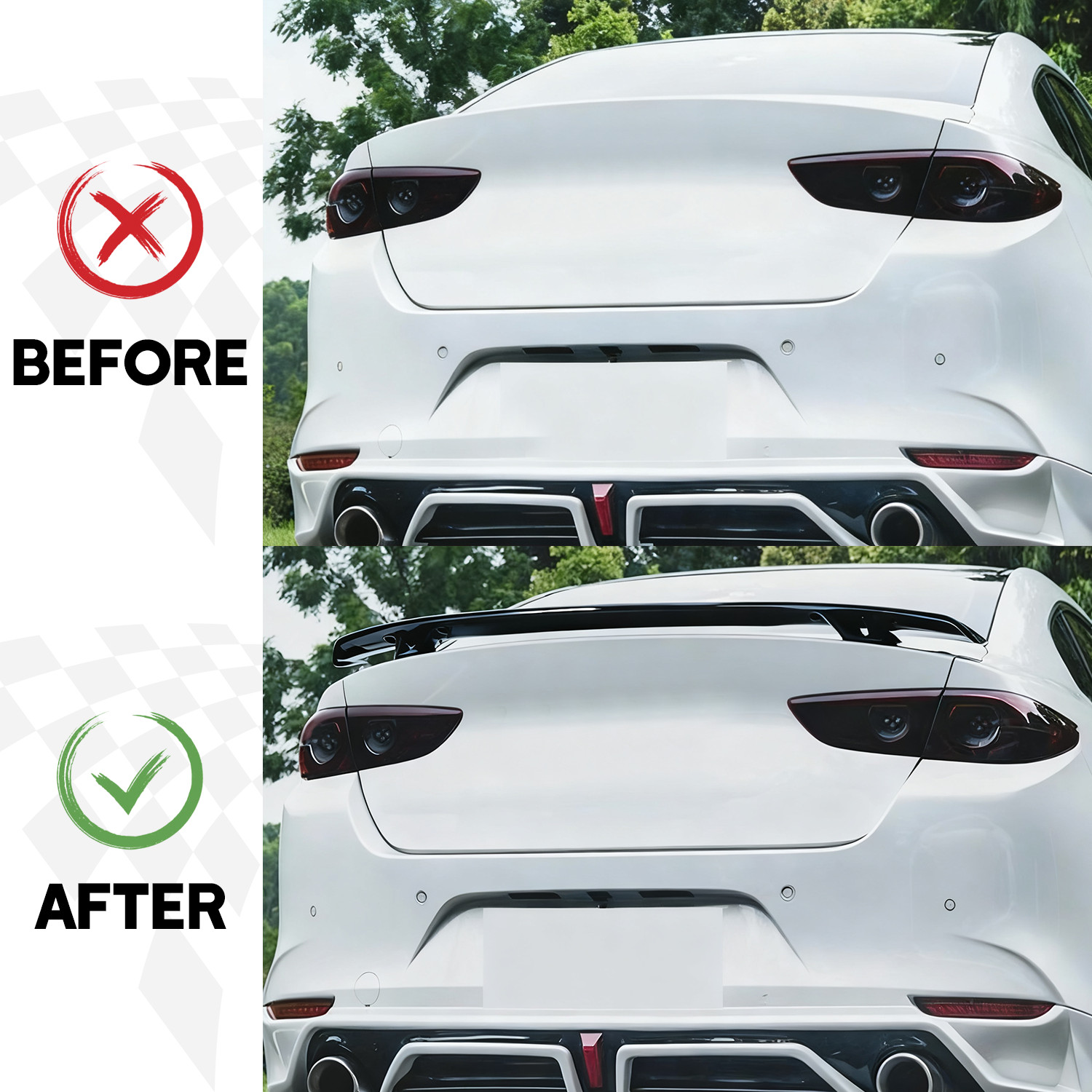 Glossy Black 52" Rear Spoiler Wing Truck GT-Style For Ferrari 360 Modena