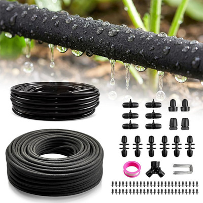 Upgraded 230FT Drip Irrigation System with 1/4'' Soaker Hose -Weeping Technology 