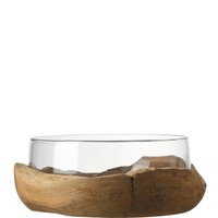 Leonardo Terra Schale Ø 28 Cm – Handgefertigt, Glas & Teakholzsockel