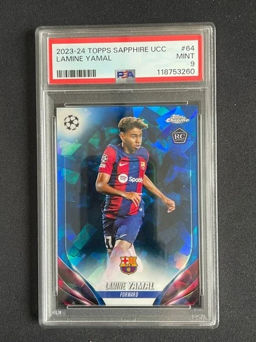Lamine Yamal 2023-24 Topps Chrome Sapphire RC #64 PSA 9