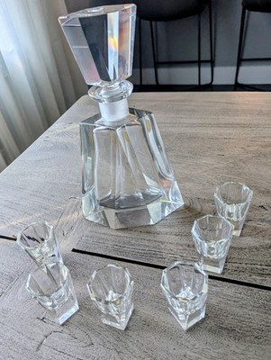 MCM W.German Imperlux Crystal Decanter Set /barware (1950s 1970s) with 6 Glasses