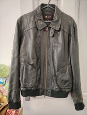 Monsoon Leather  Jacket Size XL Sunbleached Sleeves And Shoulders Grey Faded