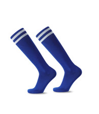 White & Black Striped Over-the-Calf Sports Socks for All Ages & Genders