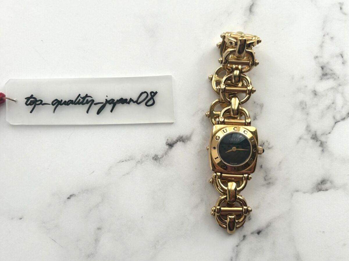 GUCCI 6400L Quartz Gold Swiss Made Black Dial Womens Watch GUCCI 6400L Quartz Gold Swiss Made Black Dial Womens Watch