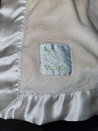Pickles Embroidered DEER Fawn Cream Solid Lovey Blanket Soft Satin Trim 30x39" - Picture 2 of 21